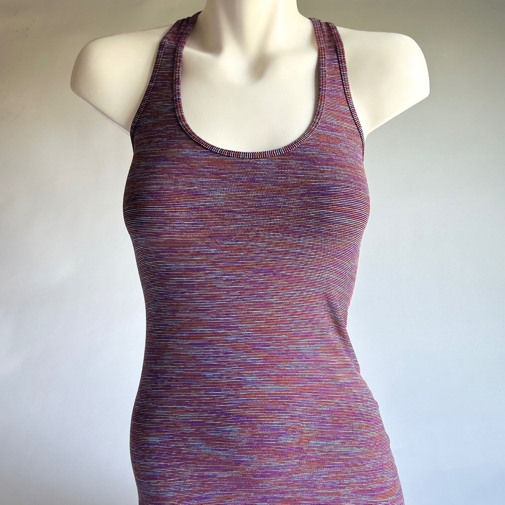 New Lululemon Orange Pink Blue Striped Top size S